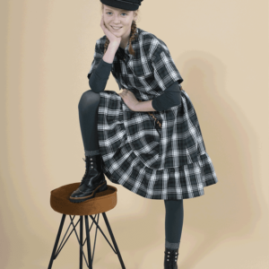 Tela de cuadro escocés mezcla de poliéster y viscosa con cuadros en color verde, blanco y azul