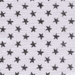 Tela de muselina de algodón 100x100 con estrellas fondo blanco