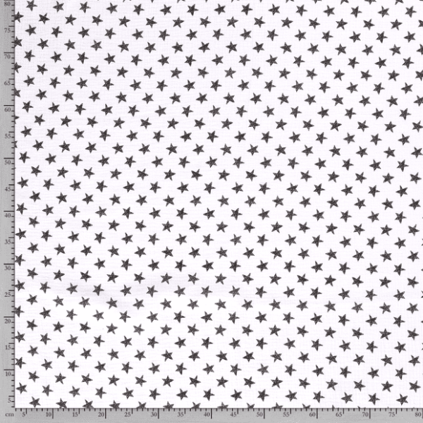 Tela de muselina de algodón 100x100 con estrellas fondo blanco
