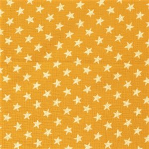 Tela de muselina de algodón 100x100 con estrellas blancas fondo amarillo