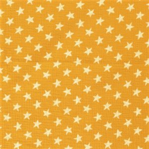 Tela de muselina de algodón 100x100 con estrellas blancas fondo amarillo