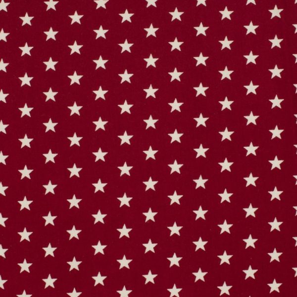 Tela de punto de camiseta de algodón tipo Jersey estampado con estTela de punto de camiseta de algodón tipo Jersey estampado con estrellas blancas fondo vino