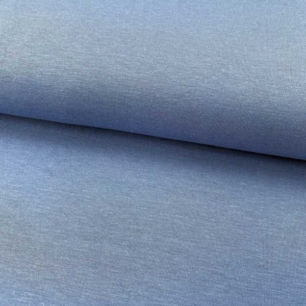 Tela de bambú con algodón tipo punto de camiseta lisa color azul clarito