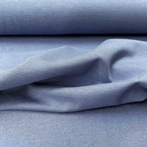 Tela de bambú con algodón tipo punto de camiseta lisa color azul clarito