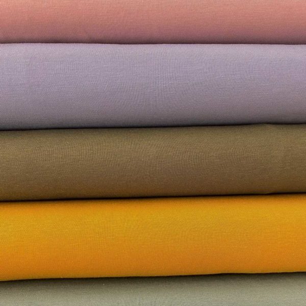 Tela de bambú con algodón tipo punto de camiseta lisa colores