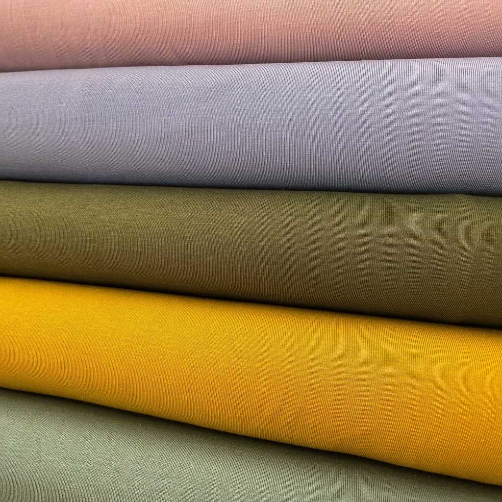 Tela de bambú con algodón tipo punto de camiseta lisa colores