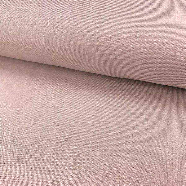 Tela de bambú con algodón tipo punto de camiseta lisa color rosa clarito