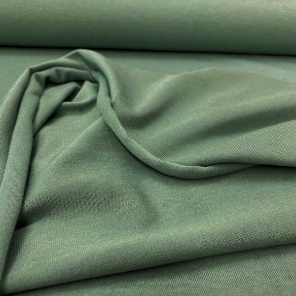 Tela de bambú con algodón tipo punto de camiseta lisa color verde mint oscuro