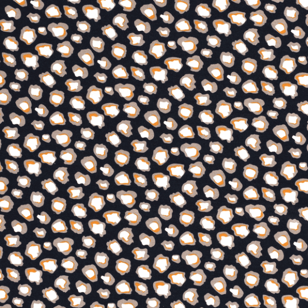 Tejido de viscosa con estampado con animal print de león fondo azul marino
