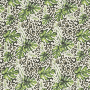 Tela de muselina de algodón 100x100 con estampado digital de hojas de monstera