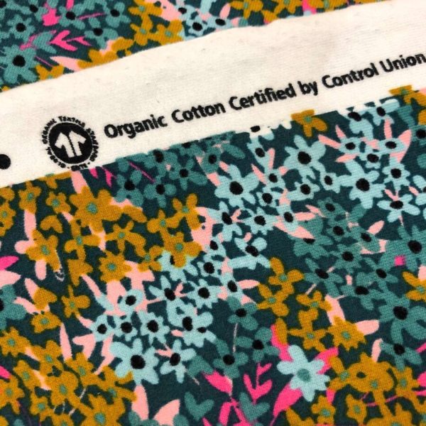 Sudadera de entretiempo suave certificado gots de flores en tonos petrol