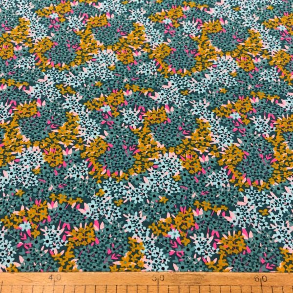 Sudadera de entretiempo suave certificado gots de flores en tonos petrol