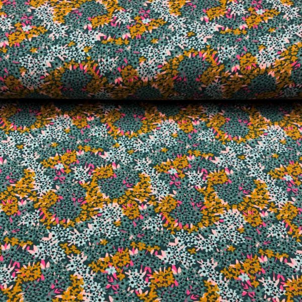 Sudadera de entretiempo suave certificado gots de flores en tonos petrol