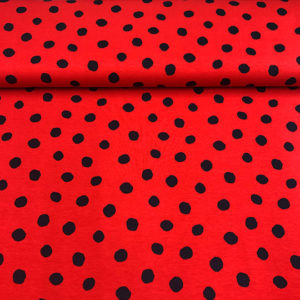 Sudadera de verano tipo French Terry certificado gots con puntos dots en fondo color rojo
