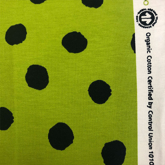 Sudadera de verano tipo French Terry certificado gots con puntos dots en fondo color verde