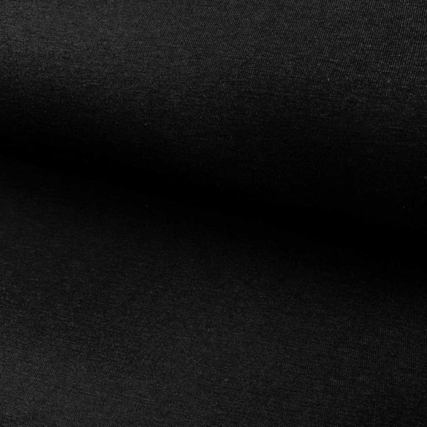 Tela de bambú con algodón tipo punto de camiseta lisa color negro