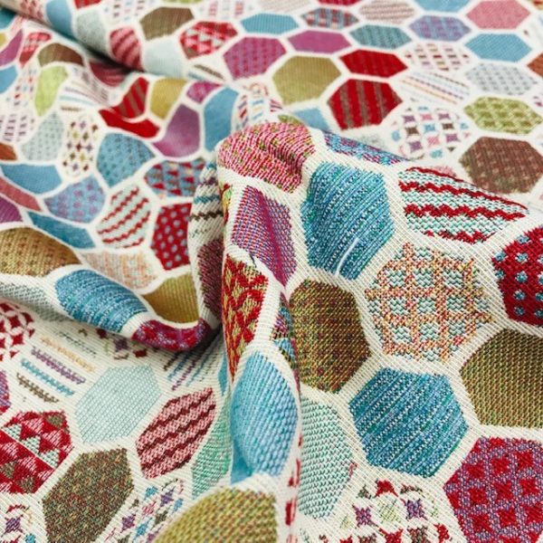 Tela de tapicería gobelino estampado panal de abeja