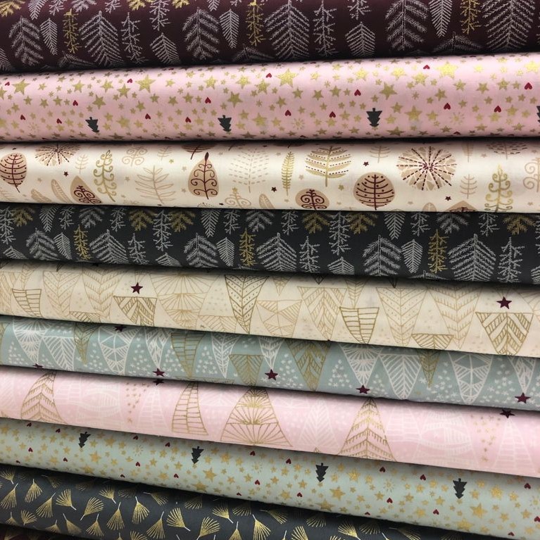 Tela de popelín de algodón tipo patchwork estampado de navidad