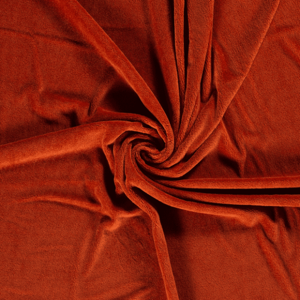 Velour de tela de rizo de bambú suave y aterciopelado color teja