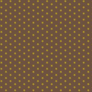Tela de punto de camiseta de algodón orgánico tipo Jersey estampado estrellas ocre fondo marrón