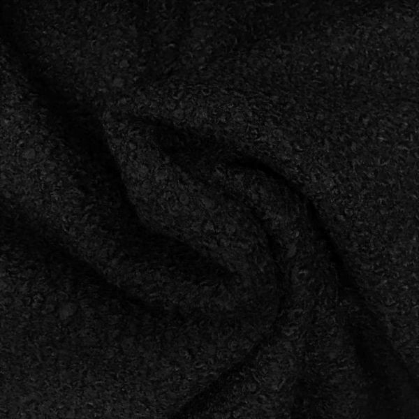 Tela de abrigo de bucle (baguilla) corta ideal para confecciones de invierno en color negro