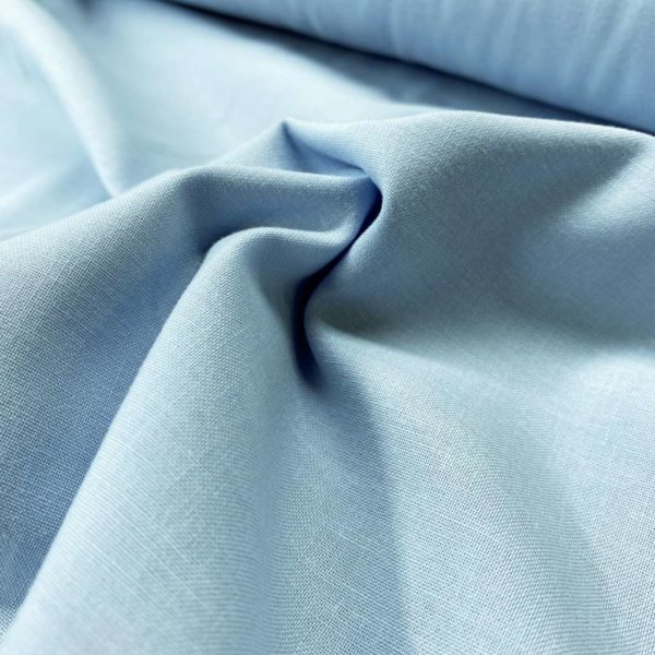 Algodón popelín liso de algodón ORGÁNICO para creatividades de patchwork color azul cielo