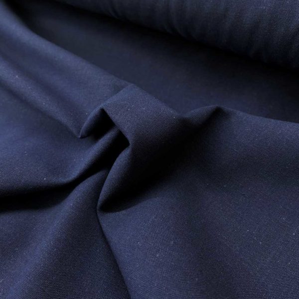 Algodón popelín liso de algodón ORGÁNICO para creatividades de patchwork color azul navy