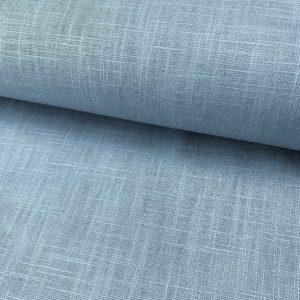 Lino natural, tela de hilo fresca color dusty blue