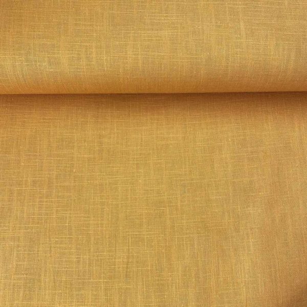 Lino natural, tela de hilo fresca color mostaza