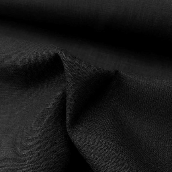 Lino natural, tela de hilo fresca color negro