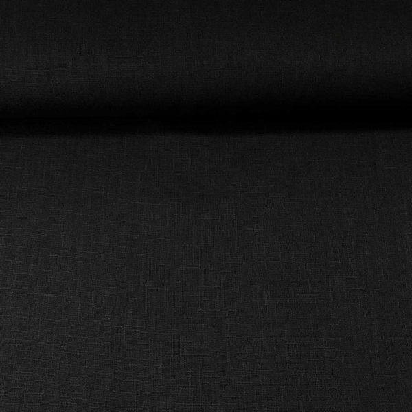 Lino natural, tela de hilo fresca color negro
