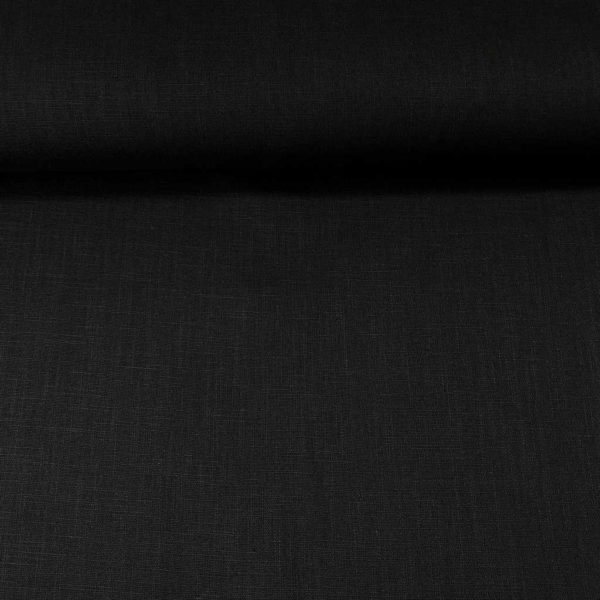 Lino natural, tela de hilo fresca color negro