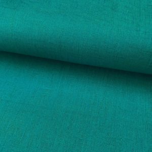 Lino natural, tela de hilo fresca color turquesa