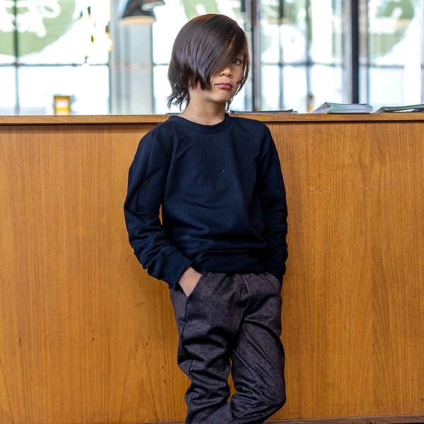 Punto de sudadera de entretiempo tipo french terry suave lisa negro