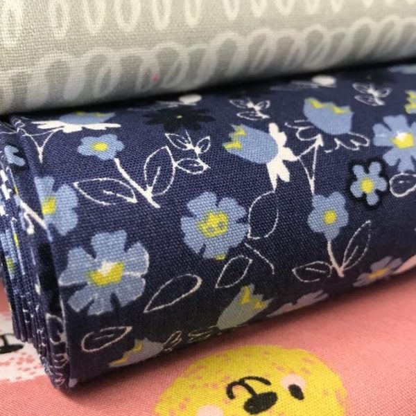 Algodón popelín de algodón ORGÁNICO para creatividades de patchwork con estampado con florecitas