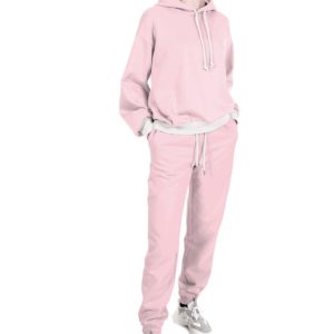 Tela de punto de sudadera de invierno de algodón liso en color rosa