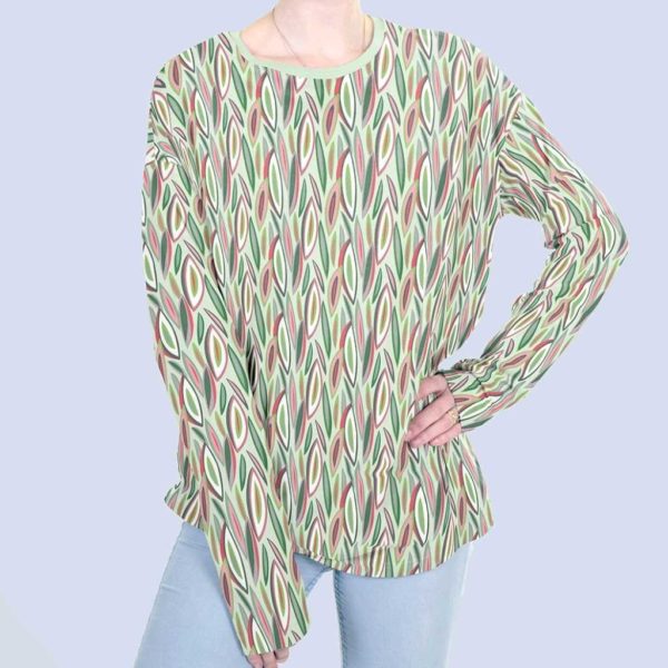 Punto de camiseta estampada tipo Jersey con hojas en tonos primaverales
