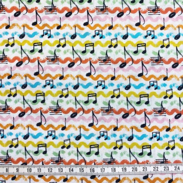Algodón popelín de algodón 100% para creatividades de patchwork con estampado de notas musicales o música