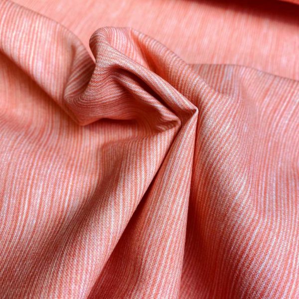 Algodón popelín de algodón ORGÁNICO para creatividades de patchwork con rallita fina color coral