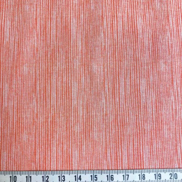 Algodón popelín de algodón ORGÁNICO para creatividades de patchwork con rallita fina color coral