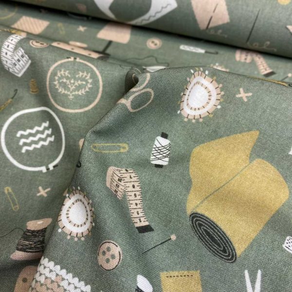 Algodón popelín de algodón 100% para creatividades de patchwork con estampado set de costura fondo verde