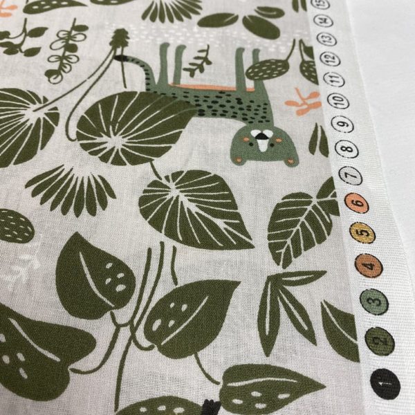 Algodón popelín de algodón ORGÁNICO para creatividades de patchwork con estampado con tucanes y osos hormigueros en la selva