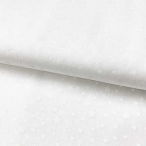 Algodón popelín de algodón 100% para creatividades de patchwork con estampado de estrellitas blancas sobre un fondo de color blanco