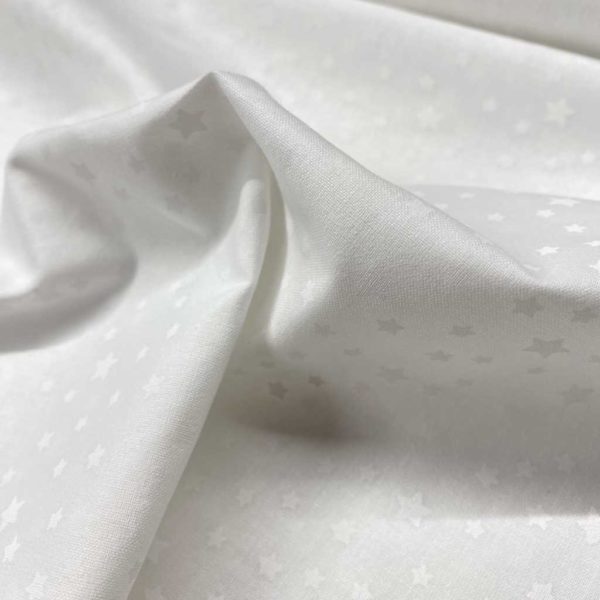 Algodón popelín de algodón 100% para creatividades de patchwork con estampado de estrellitas blancas sobre un fondo de color blanco