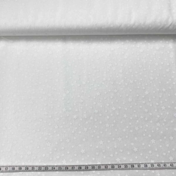 Algodón popelín de algodón 100% para creatividades de patchwork con estampado de estrellitas blancas sobre un fondo de color blanco