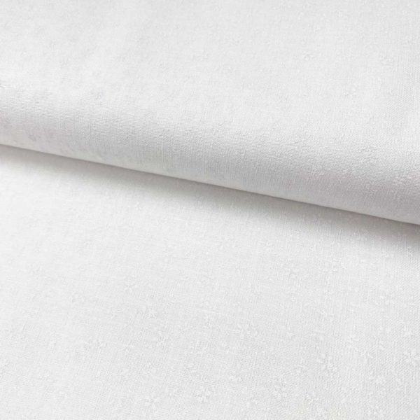 Algodón popelín de algodón 100% para creatividades de patchwork con estampado de florecitas blancas sobre un fondo de color blanco