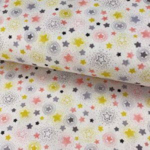 Piqué de algodón infantil con canalé y estampado de estrellitas