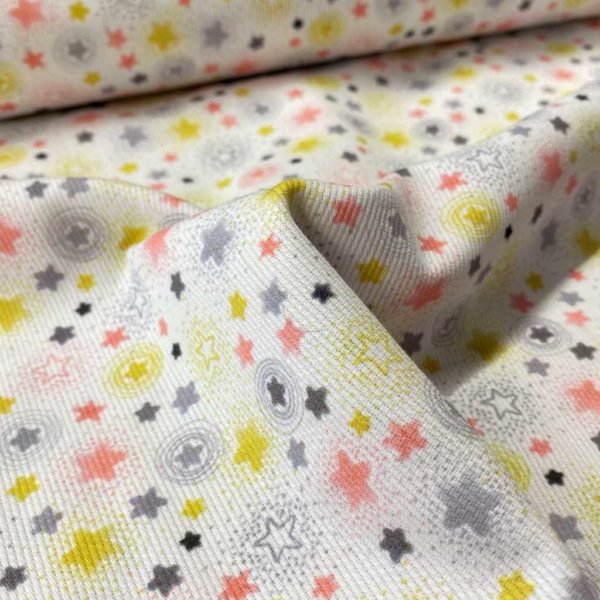 Piqué de algodón infantil con canalé y estampado de estrellitas