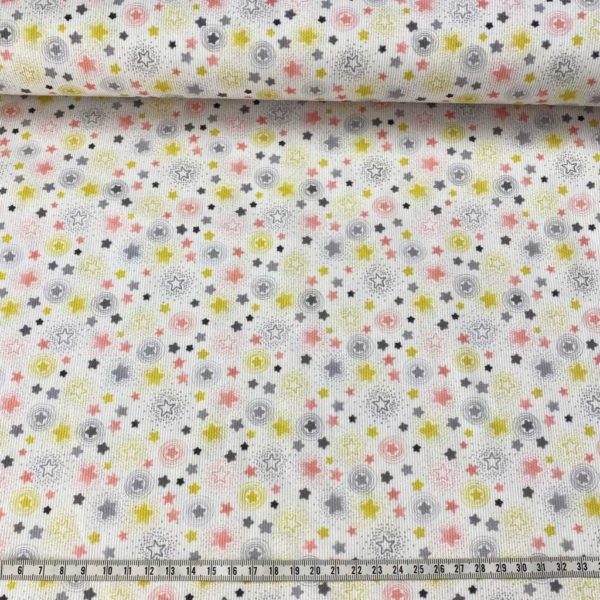 Piqué de algodón infantil con canalé y estampado de estrellitas
