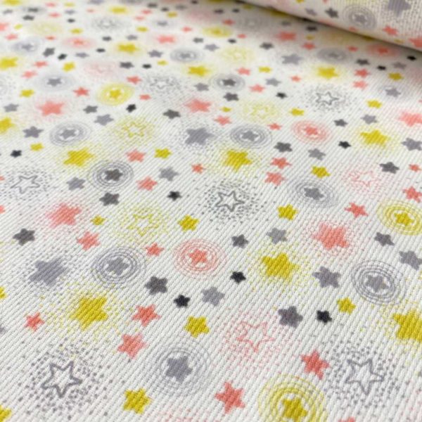 Piqué de algodón infantil con canalé y estampado de estrellitas